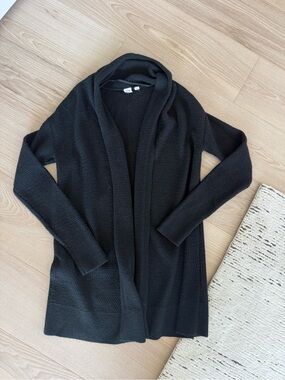 GAP Black Open-Front Textured Cardigan